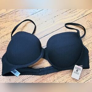 NWT-Victoria's Secret Crinkle Pushup Black Bikini Top